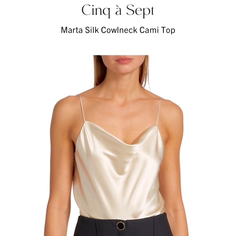 NEW Cinq a Sept Marta Cowl Neck Silk Tassel Cami